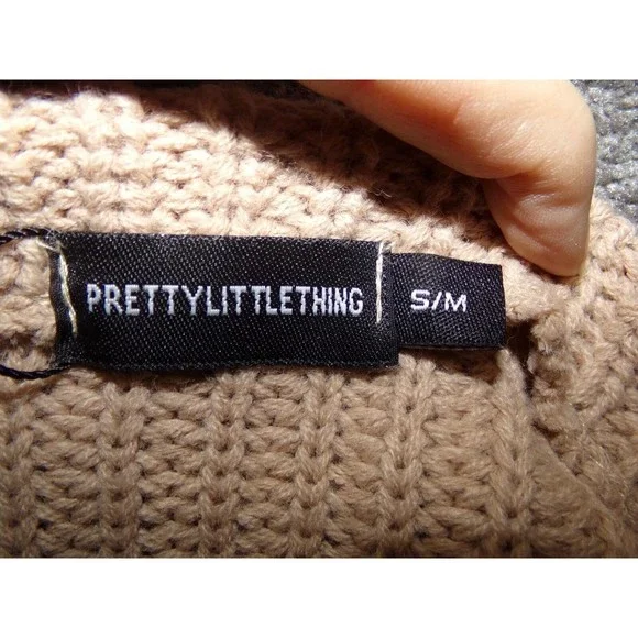 pretty little thing womens iffy stone oversized cable knit dress S/M Brown - Picture 4 of 7